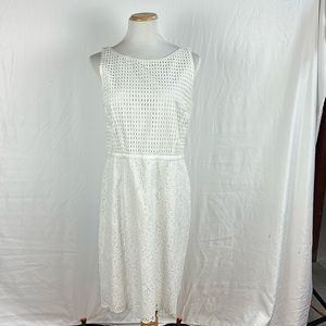 NWT Loft Sleeveless White Lined Eyelet Lace Dress
